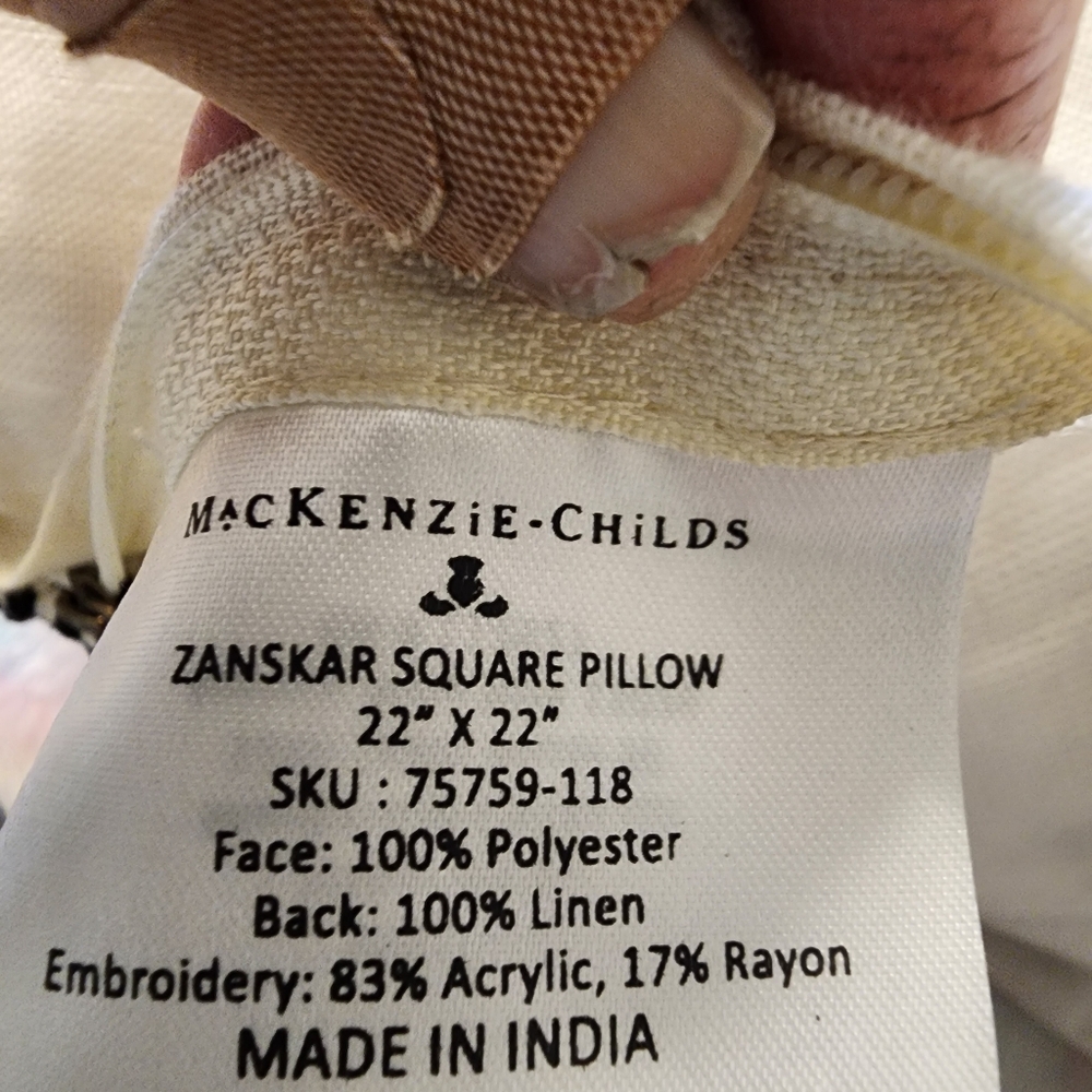 MacKenzie-Childs Zanskar Square Pillow Retro Striped 22 X 22 - Picture 4 of 6